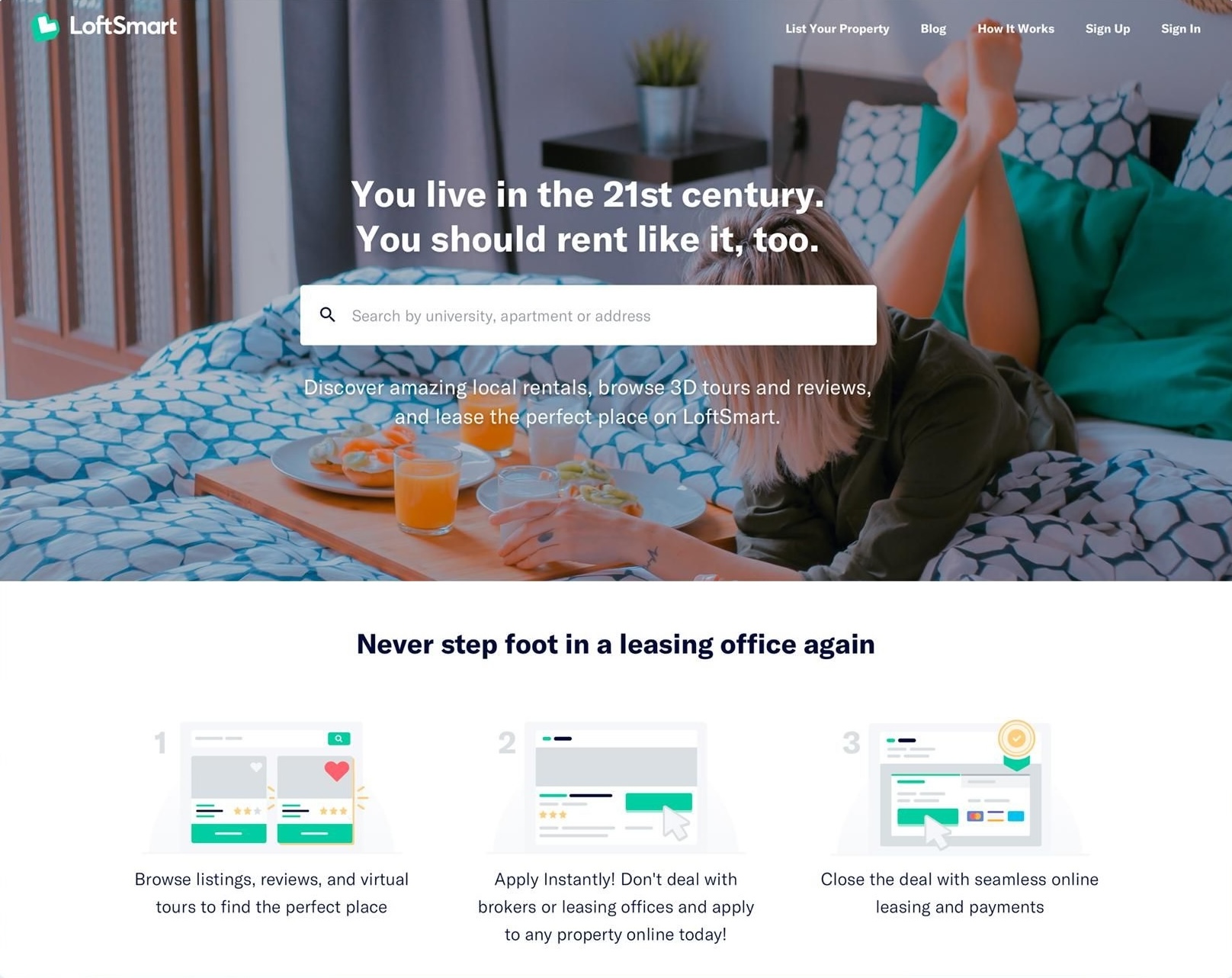 LoftSmart platform showing student housing marketplace