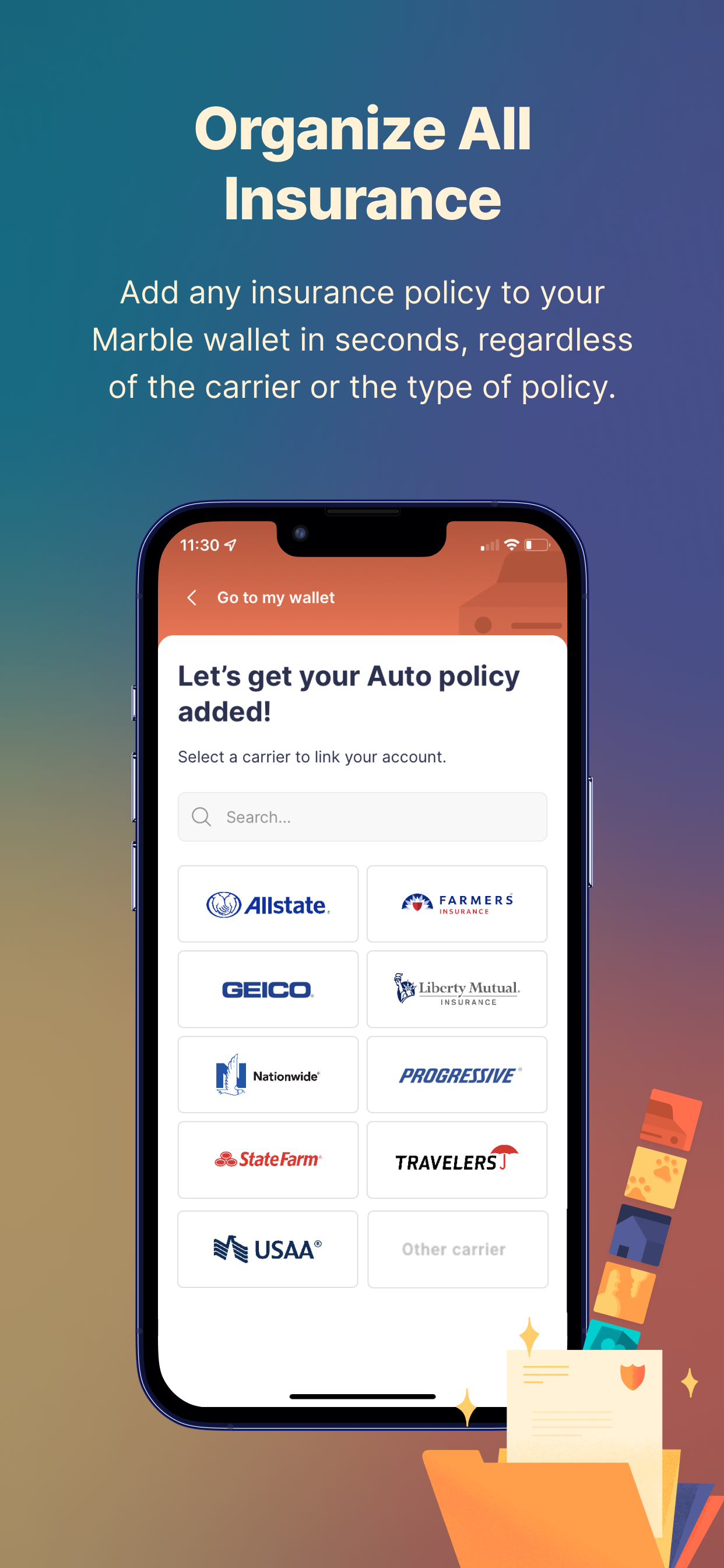 Organize All Insurance — add any policy from any carrier