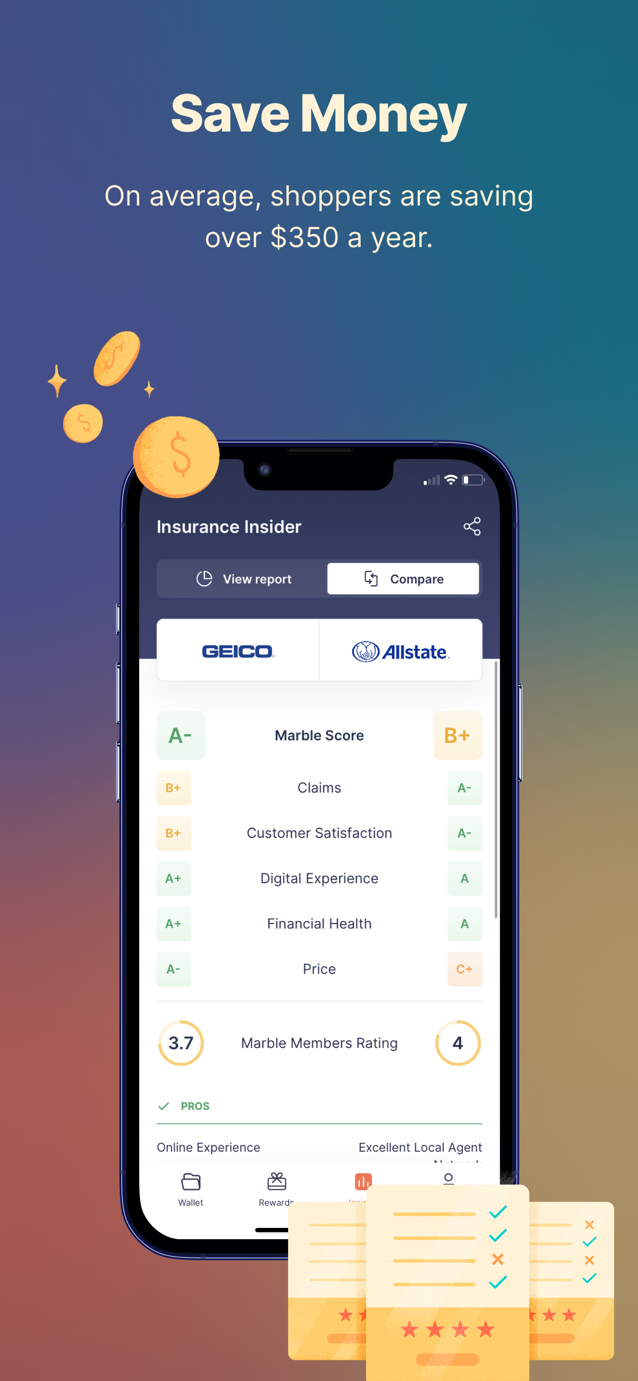 Save Money — compare carriers with Marble Scores